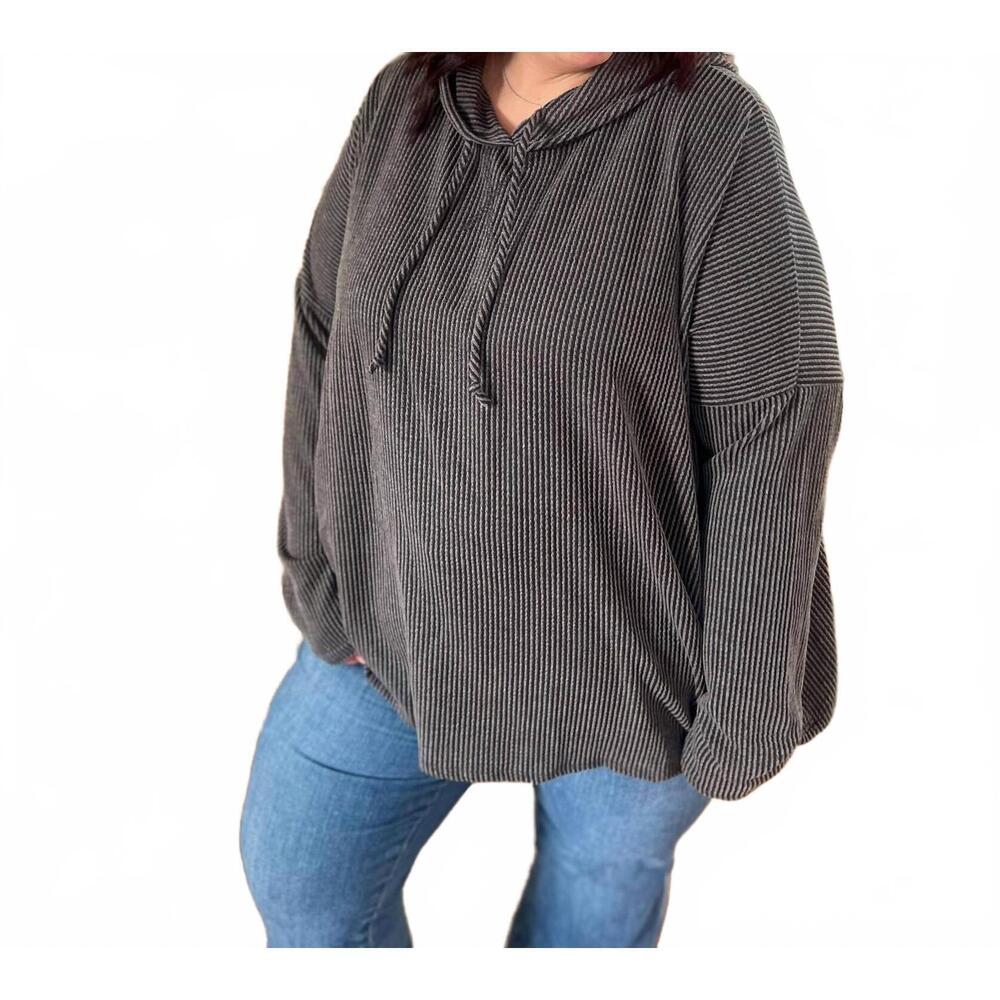 NEW HEIMISH USA pull-on hooded top in charcoal